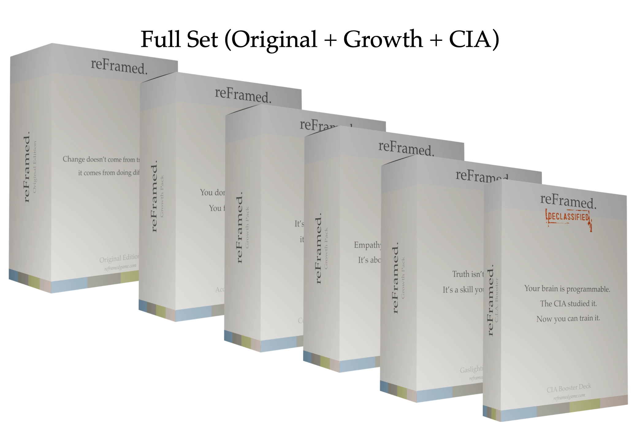 reFramed - science-backed card tools for hard conversations, including Reframe, Communication, Empathy, Accountability, Reality Check, and Deception / CIA Literacy cards